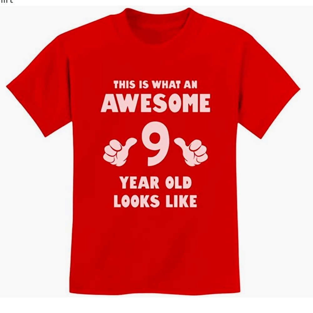 9th Birthday shirt for boys or girls. Worn once. Like New. Youth Size M